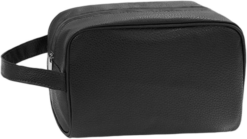 Black Sturdy Waterproof PU Mens Toiletry Bag Multiple Compartment Travel Organizer - Image 1